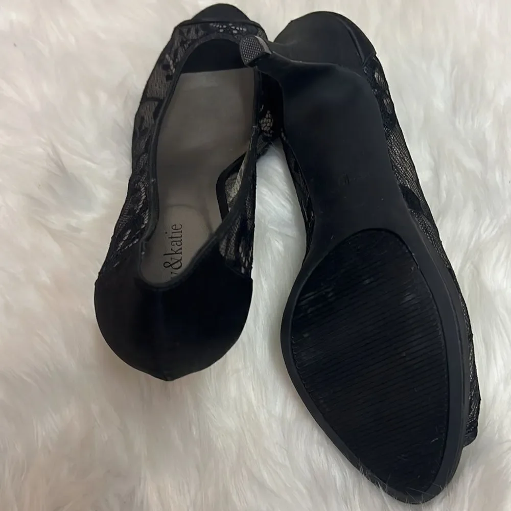 Kelly &‎ Katie Lace Peep Toe Heels Size 10 B-24